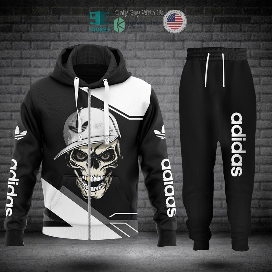 skull with adidas hat zip hoodie long pants 1 22252