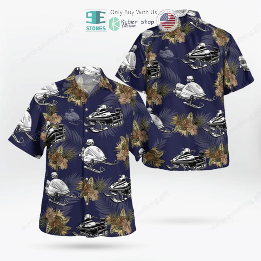 snowmobile hibiscus blue hawaiian shirt shorts 1 27881