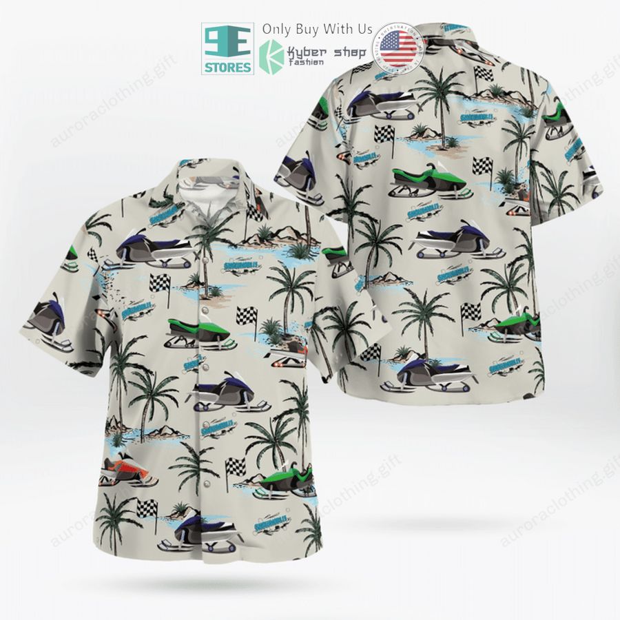 snowmobile white hawaiian shirt shorts 1 93755