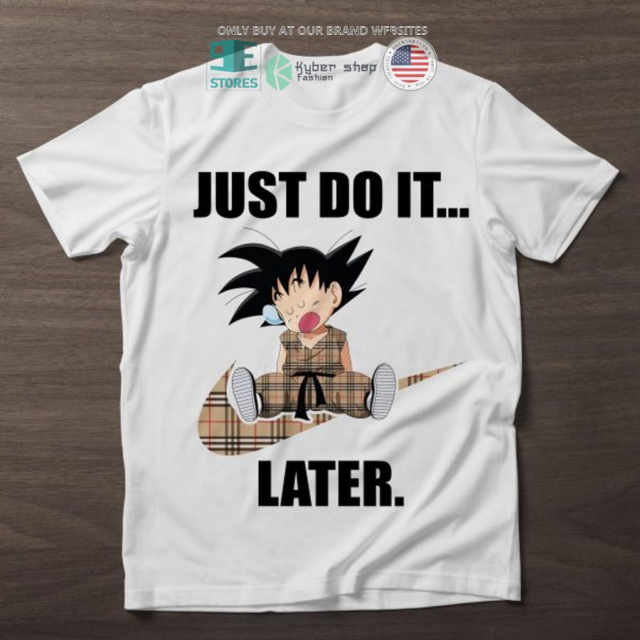 son goku kid just do it later nike burberry pattern t shirt 1 98108