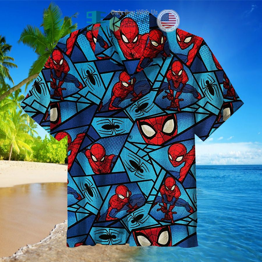 spiderman blue hawaiian shirt 1 72998