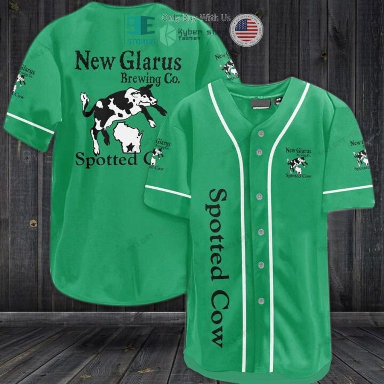 spotted cow logo green baseball jersey 1 84018