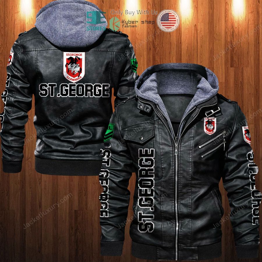 st george illawarra dragons logo leather jacket 1 33477