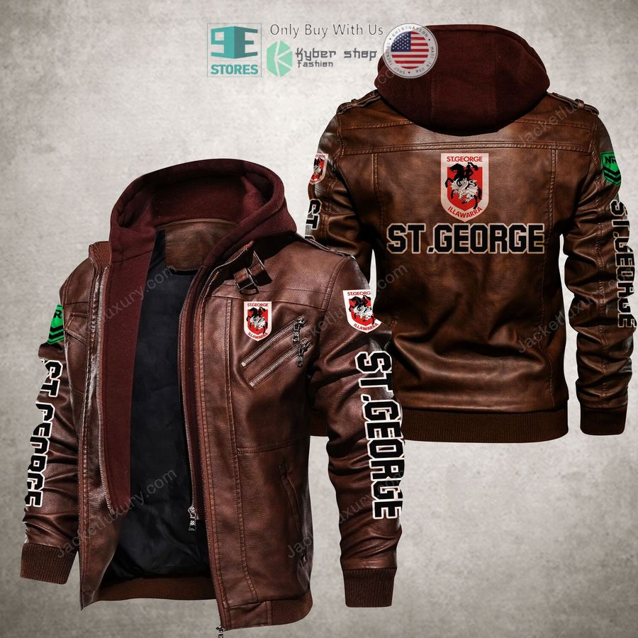st george illawarra dragons logo leather jacket 2 78159