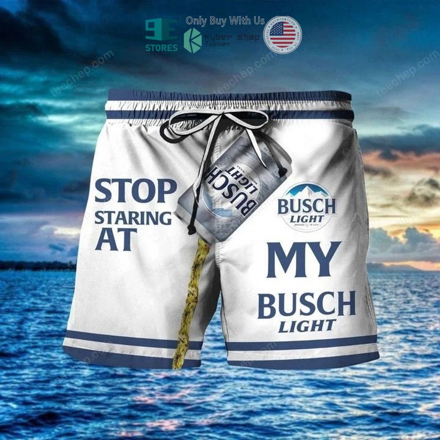 stop staring at my busch light beach shorts 1 61357