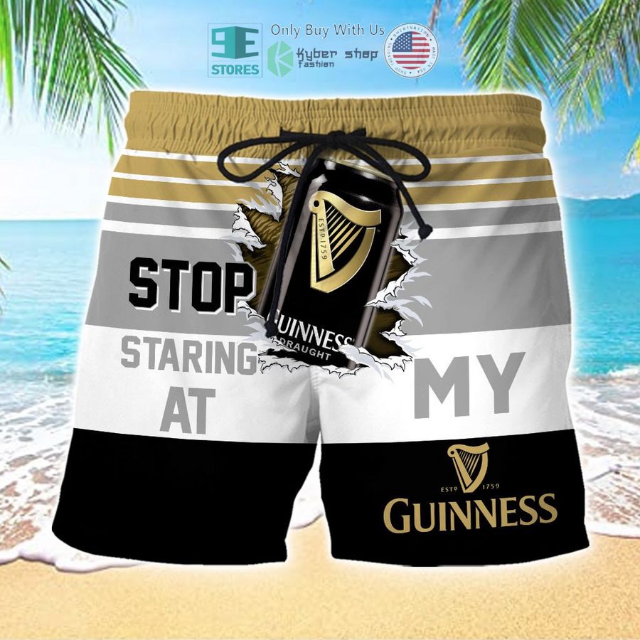 stop staring at my guinness beer beach shorts 1 92577
