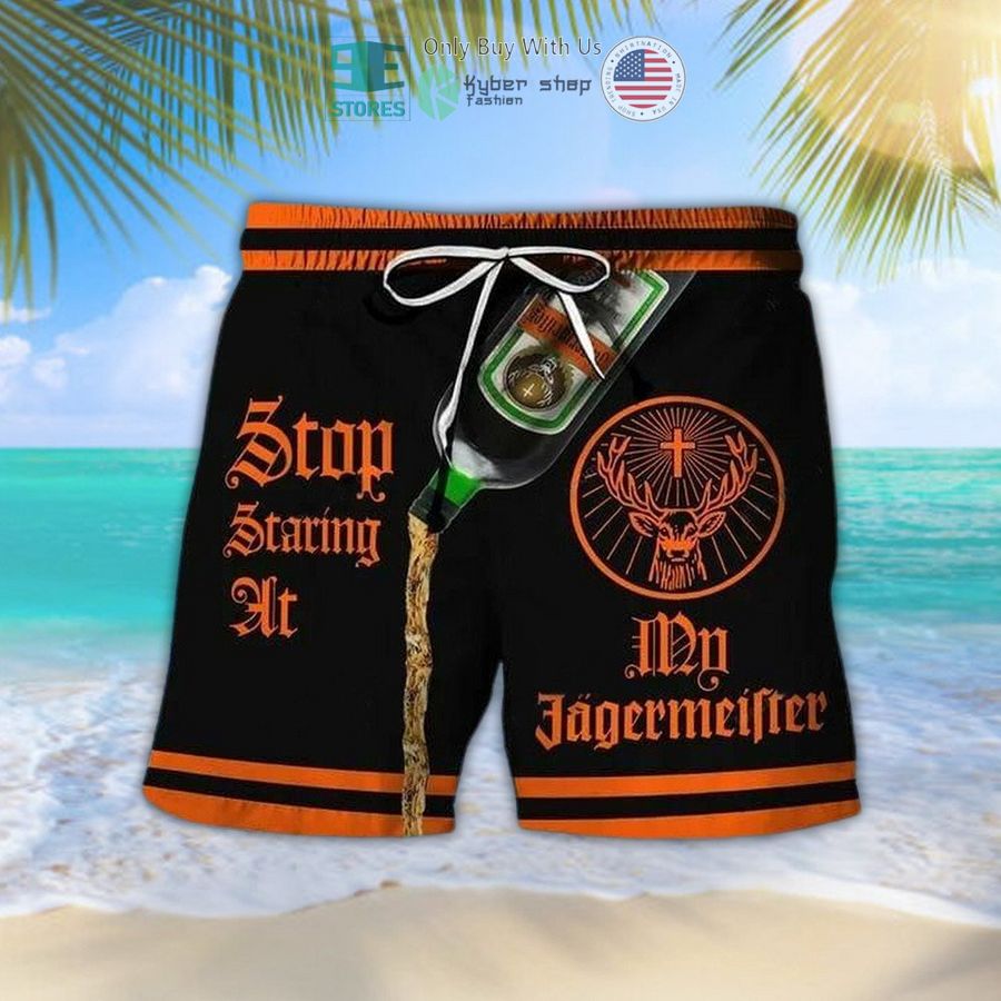 stop staring at my jagermeister beach shorts 1 79700
