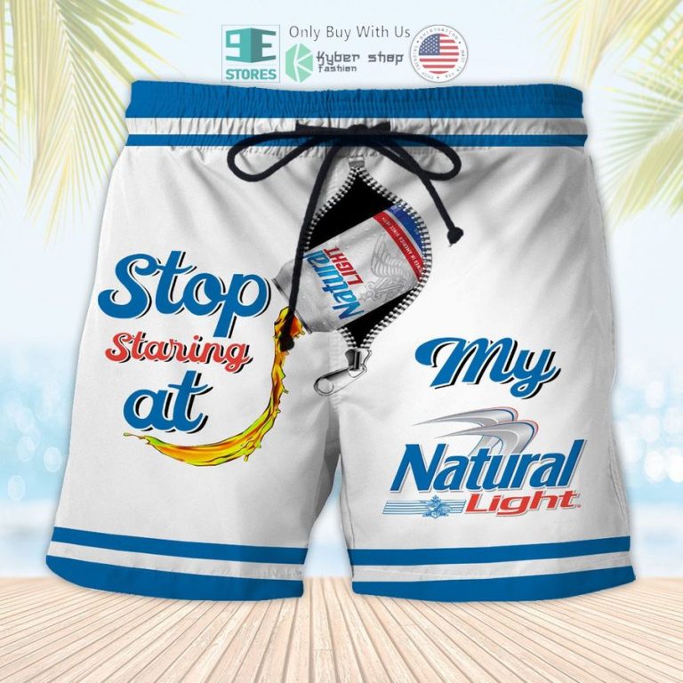 stop staring at my natural light beach shorts 1 32656