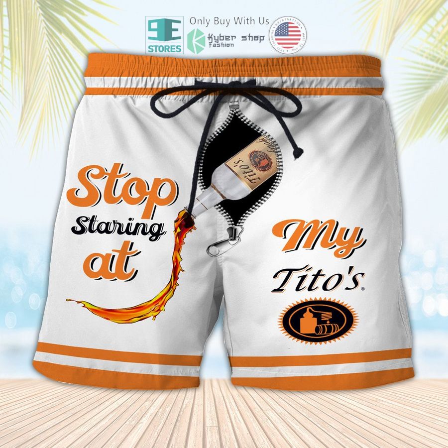 stop staring at my titos handmade vodka white beach shorts 1 87397