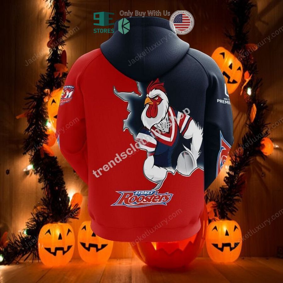 sydney roosters mascot 3d hoodie polo shirt 2 3288
