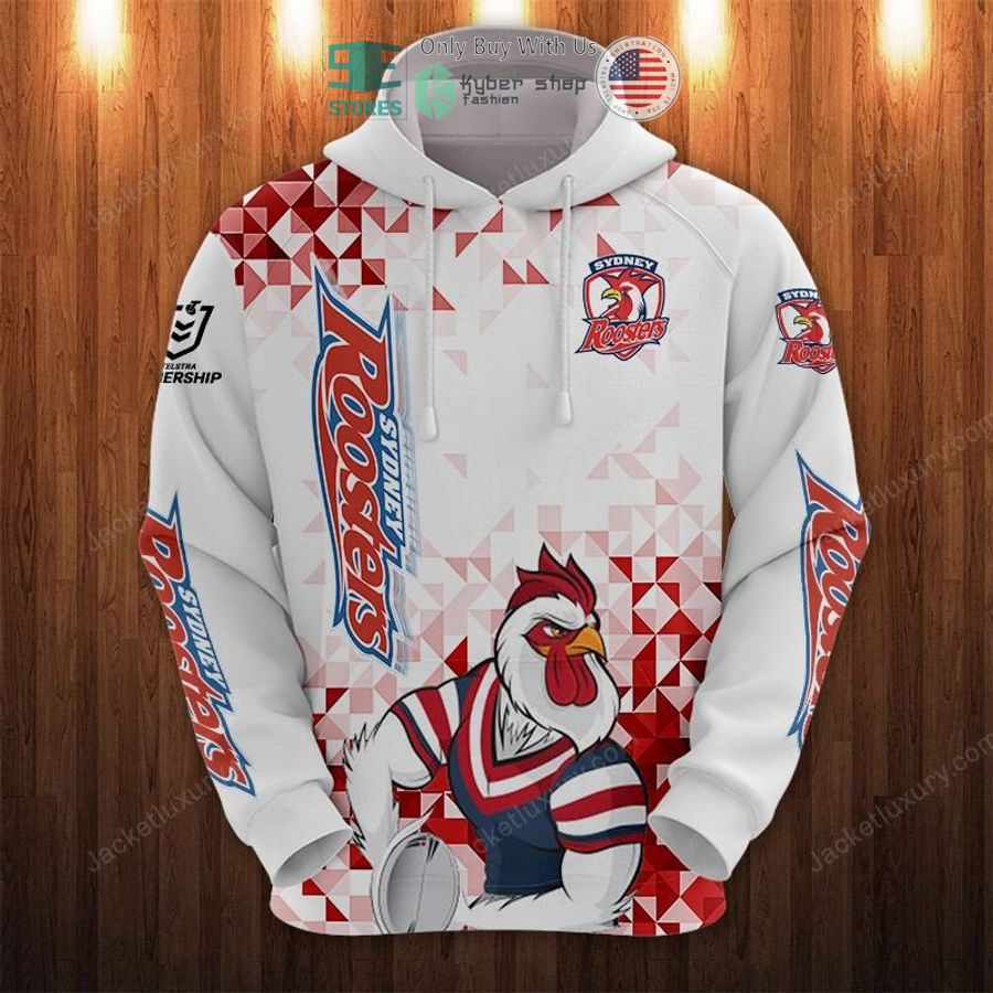 sydney roosters mascot white 3d hoodie polo shirt 1 16507