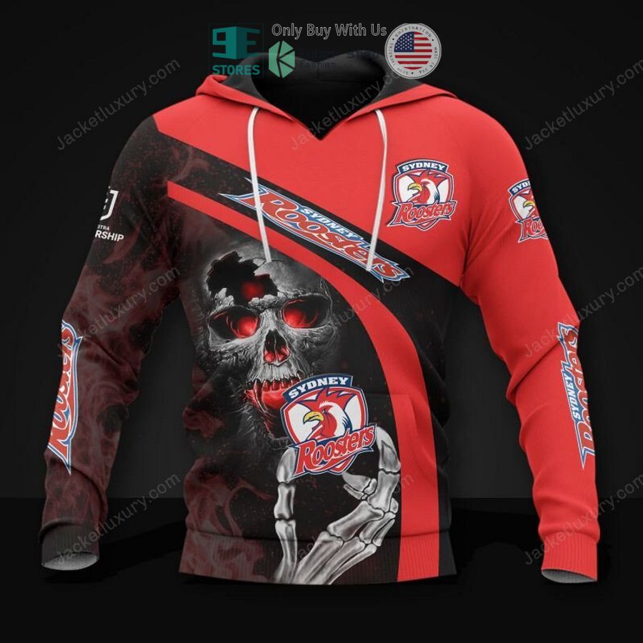 sydney roosters skeleton 3d hoodie polo shirt 1 48761