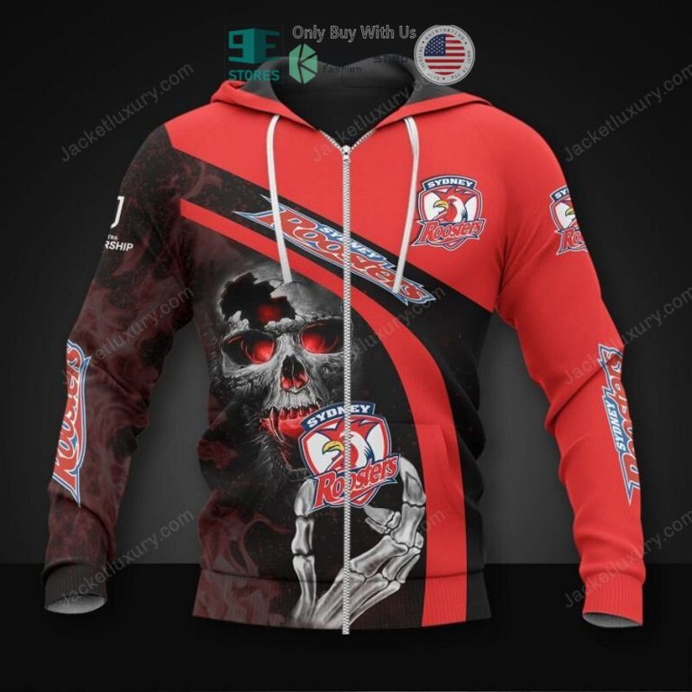 sydney roosters skeleton 3d hoodie polo shirt 3 16018