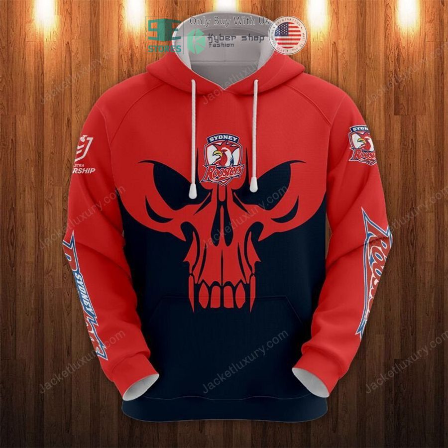 sydney roosters skull red blue 3d hoodie polo shirt 1 34481