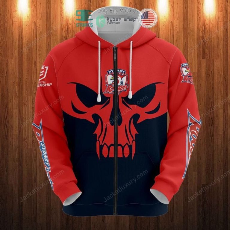 sydney roosters skull red blue 3d hoodie polo shirt 3 4568