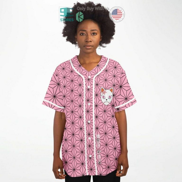 techno slayer nezuko kamado pink baseball jersey 3 10380