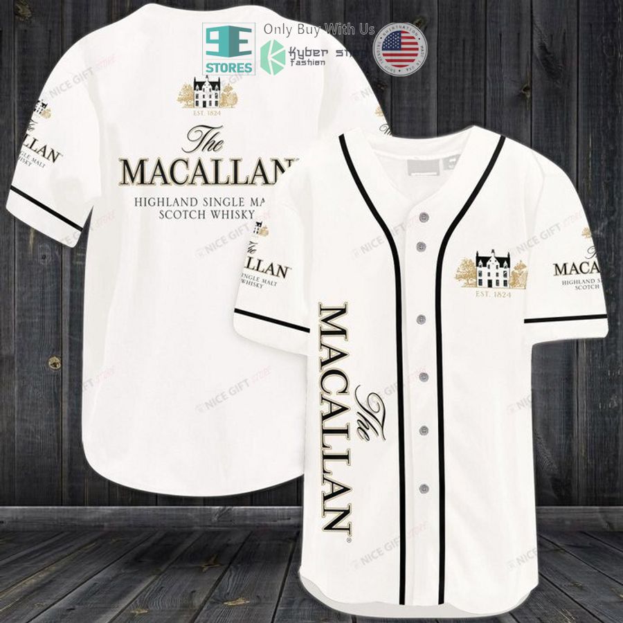 the macallan scotch whisky white baseball jersey 1 87273