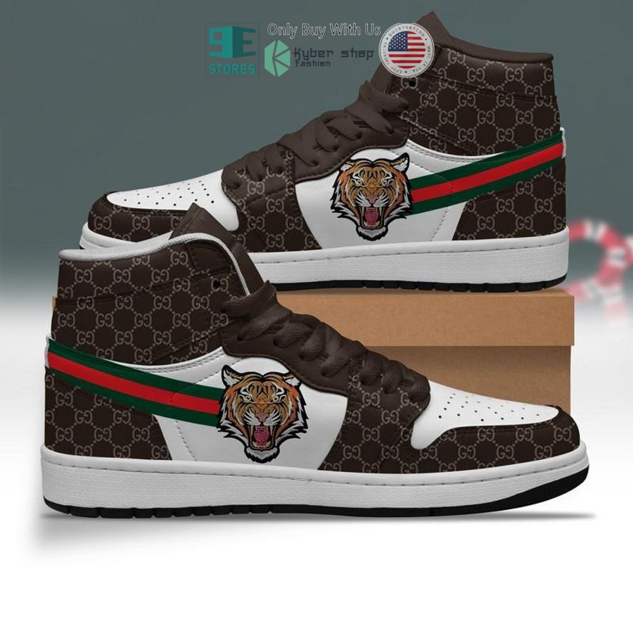 tiger gucci brown pattern air jordan high top shoes 1 85015