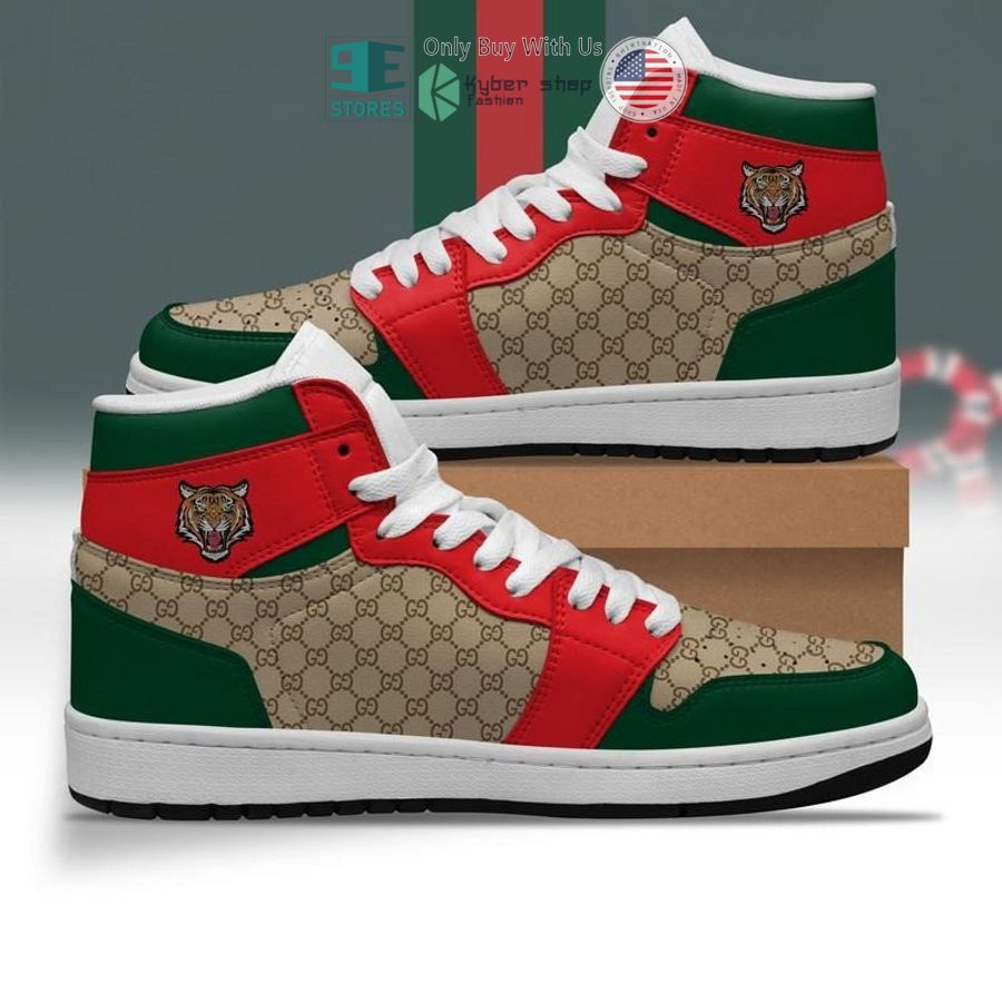 tiger gucci khaki red green air jordan high top shoes 1 35871