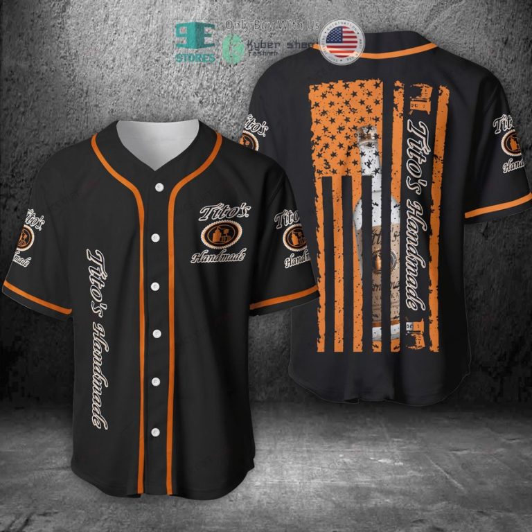 titos handmade vodka united states flag black orange baseball jersey 1 30869