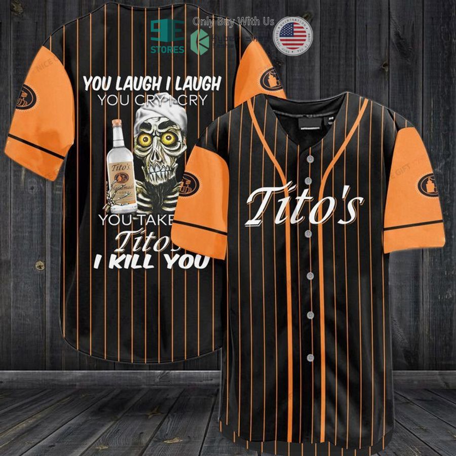titos handmade vodka you laugh i laugh striped baseball jersey 1 3487