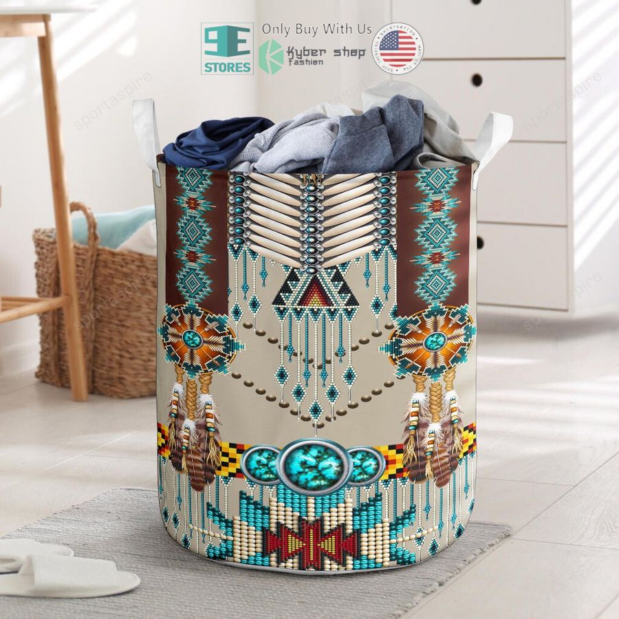 turquoise blue pattern breastplate laundry basket 1 38547