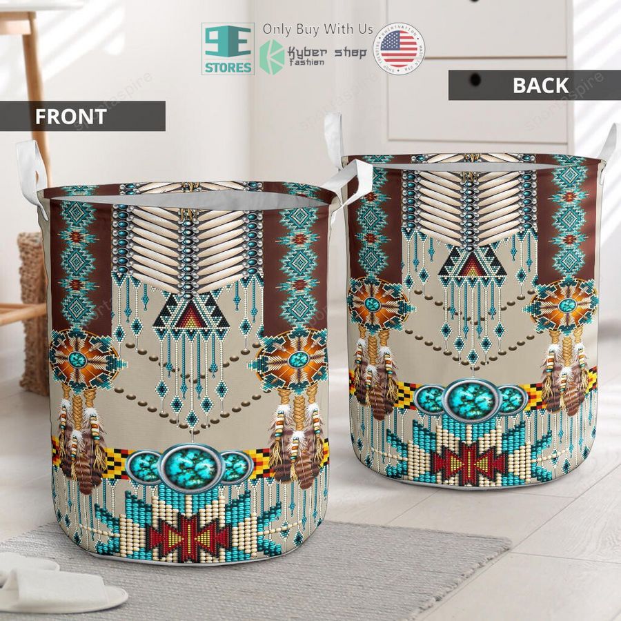 turquoise blue pattern breastplate laundry basket 2 59390