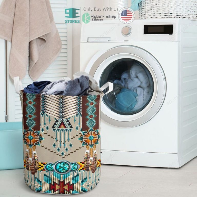 turquoise blue pattern breastplate laundry basket 3 81612