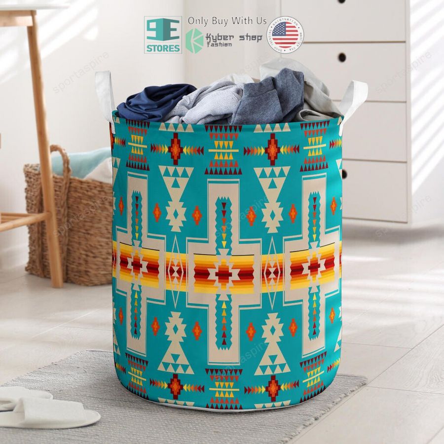turquoise tribe design laundry basket 1 7102
