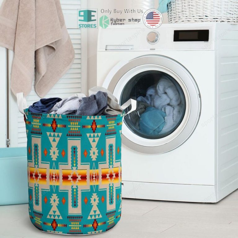 turquoise tribe design laundry basket 3 49110