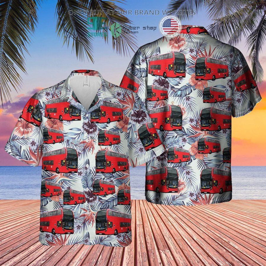 uk double decker bus hibiscus hawaiian shirt 1 52995
