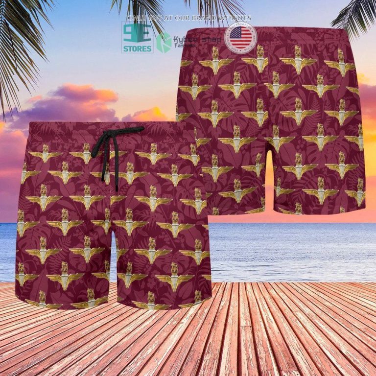 uk parachute regiment badge maroon dark red hawaiian shirt shorts 3 64547