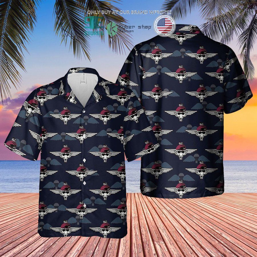 uk parachute regiment maroon skull badge hawaiian shirt shorts 1 40497
