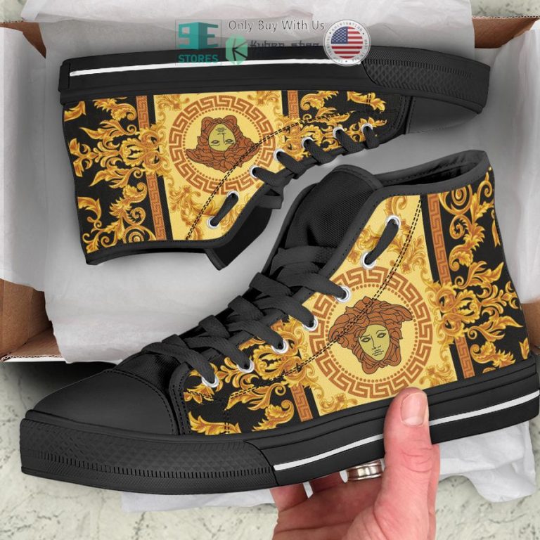 versace baroque black canvas high top shoes 1 20627