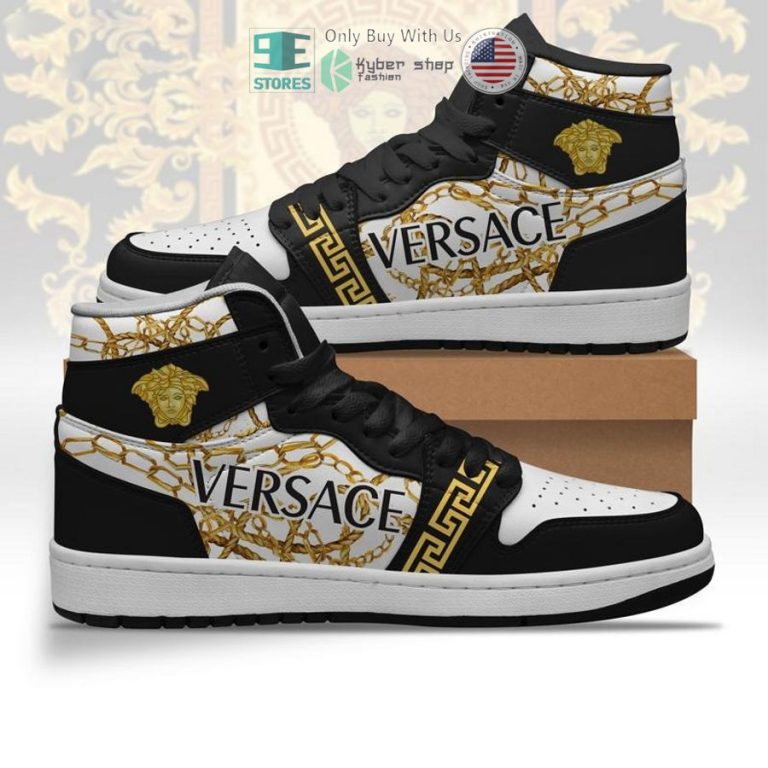 versace baroque brand black white air jordan high top shoes 1 45409