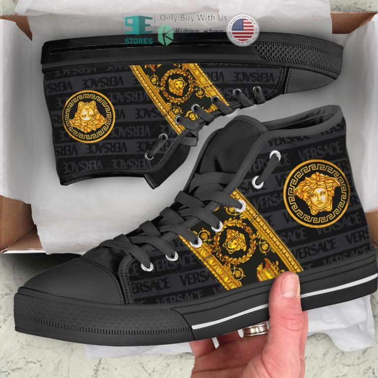 versace baroque brand logo black canvas high top shoes 1 32927