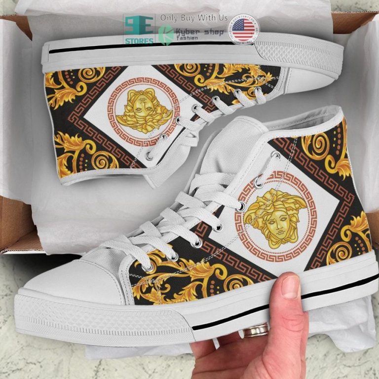 versace baroque greek key pattern canvas high top shoes 1 64986