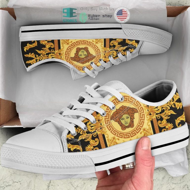 versace baroque medusa pattern white canvas low top shoes 1 36536