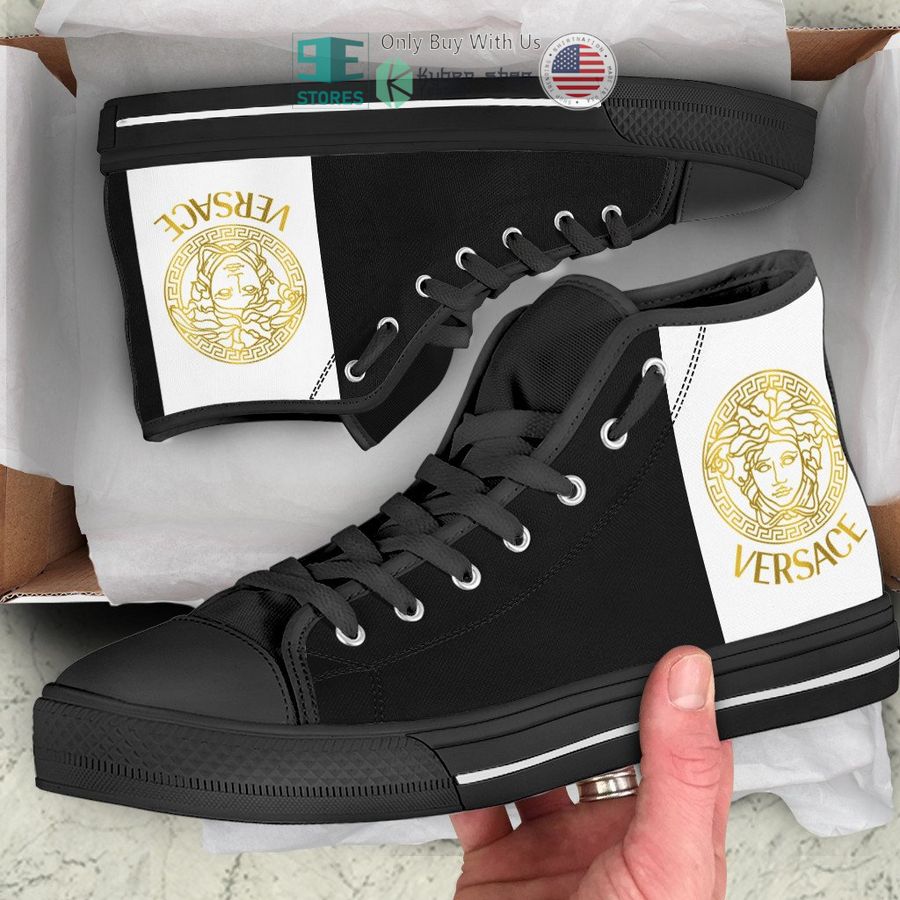 versace brand black white canvas high top shoes 1 47394