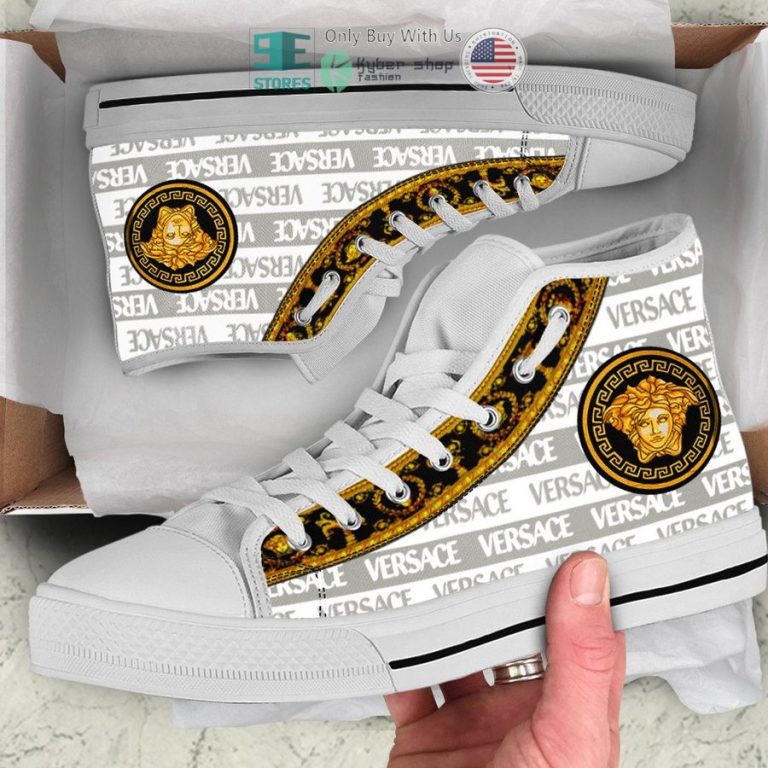 versace brand logo white black canvas high top shoes 1 44751