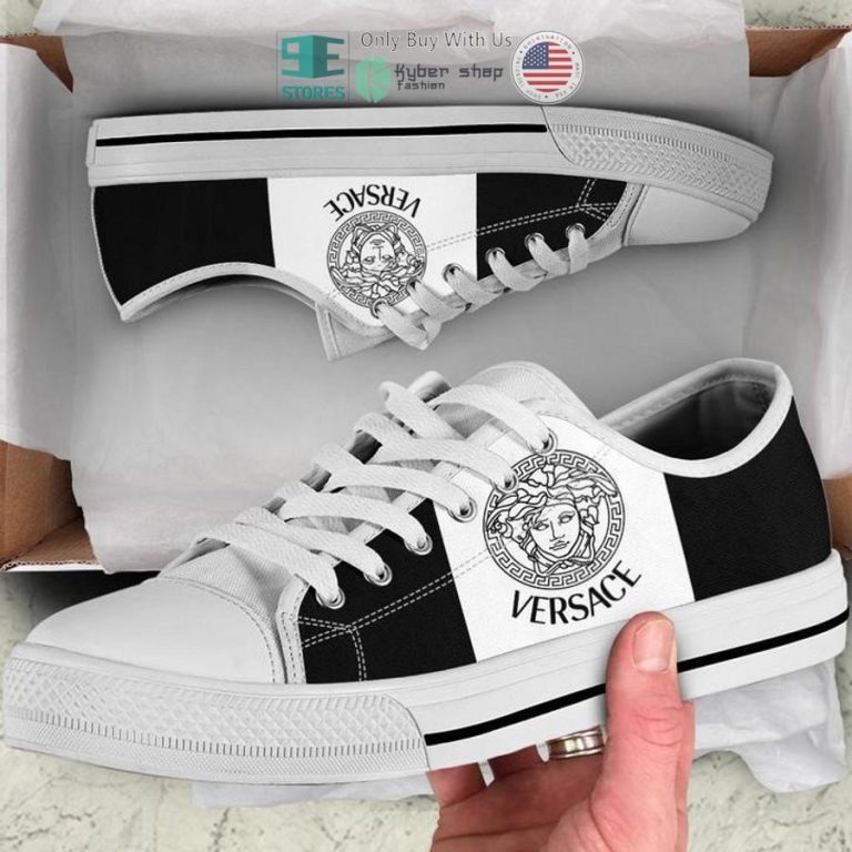 versace brand logo white black canvas low top shoes 1 76557