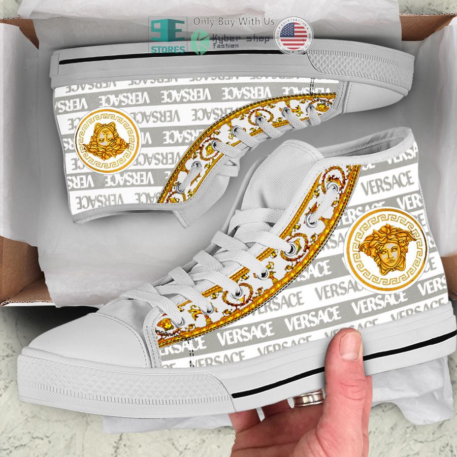 versace brand logo white canvas high top shoes 1 1816