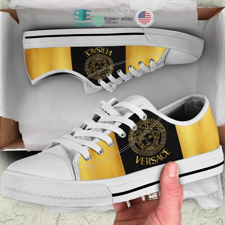 versace brand logo yellow black canvas low top shoes 1 68254