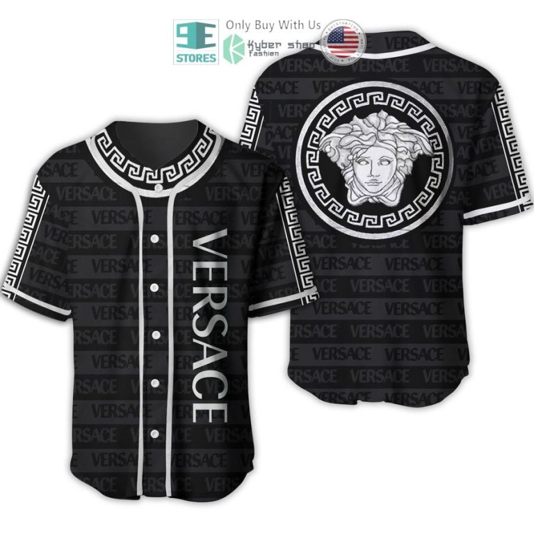 versace brand medusa logo black white baseball jersey 1 3782