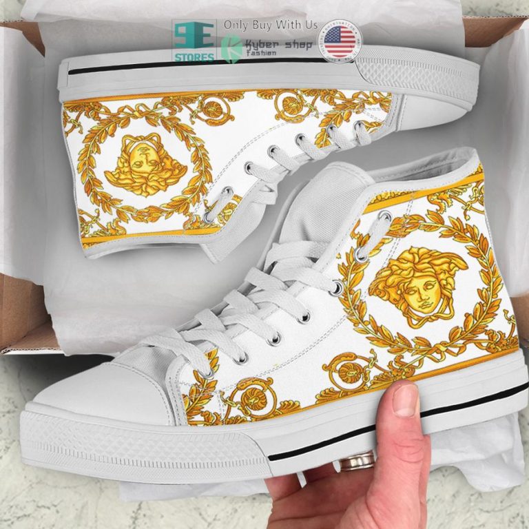 versace brand medusa logo white canvas high top shoes 1 75708