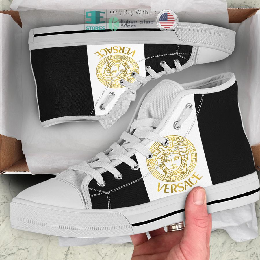 versace brand white black canvas high top shoes 1 55162