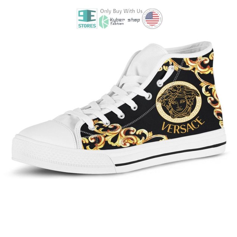 versace high end brand medusa logo black white canvas high top shoes 1 61772