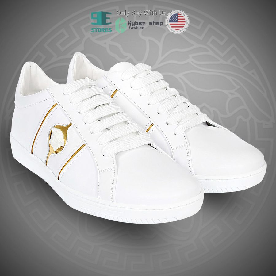 versace high end brand white canvas low top shoes 1 36978