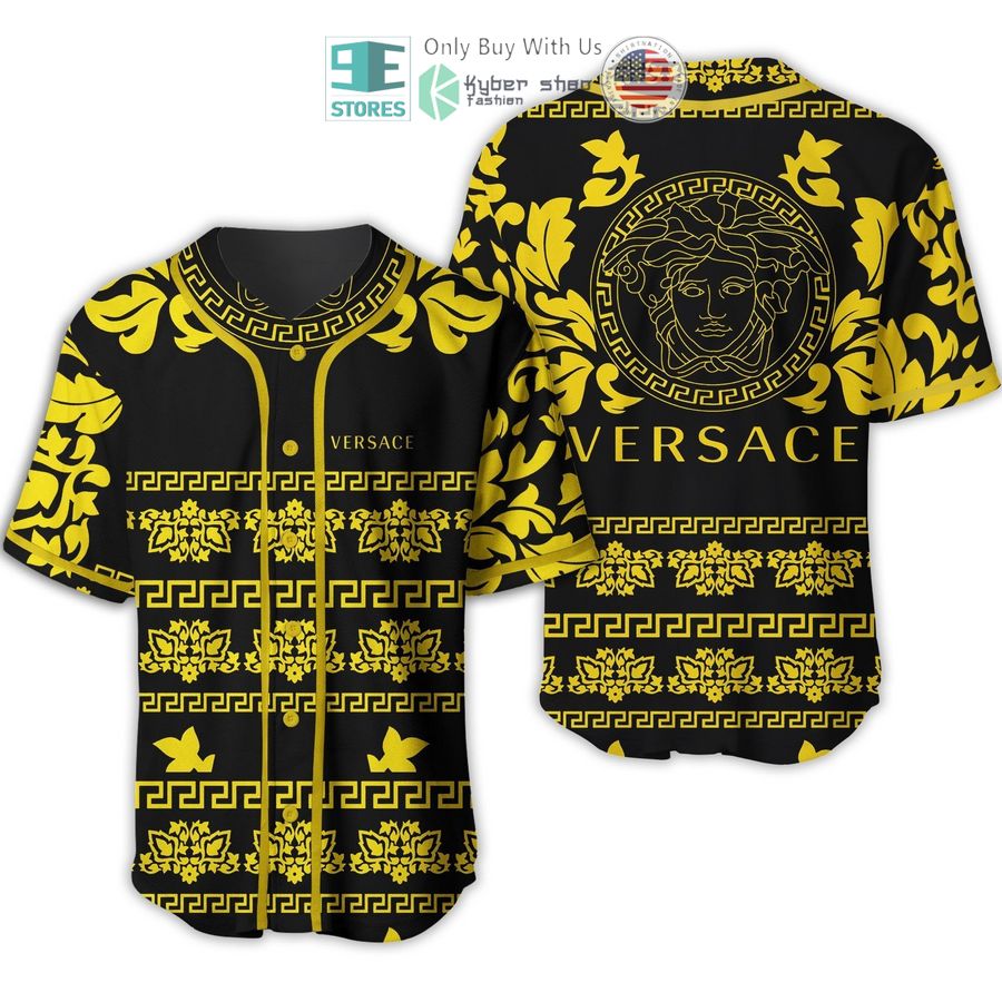 versace logo flowers black yellow baseball jersey 1 51027