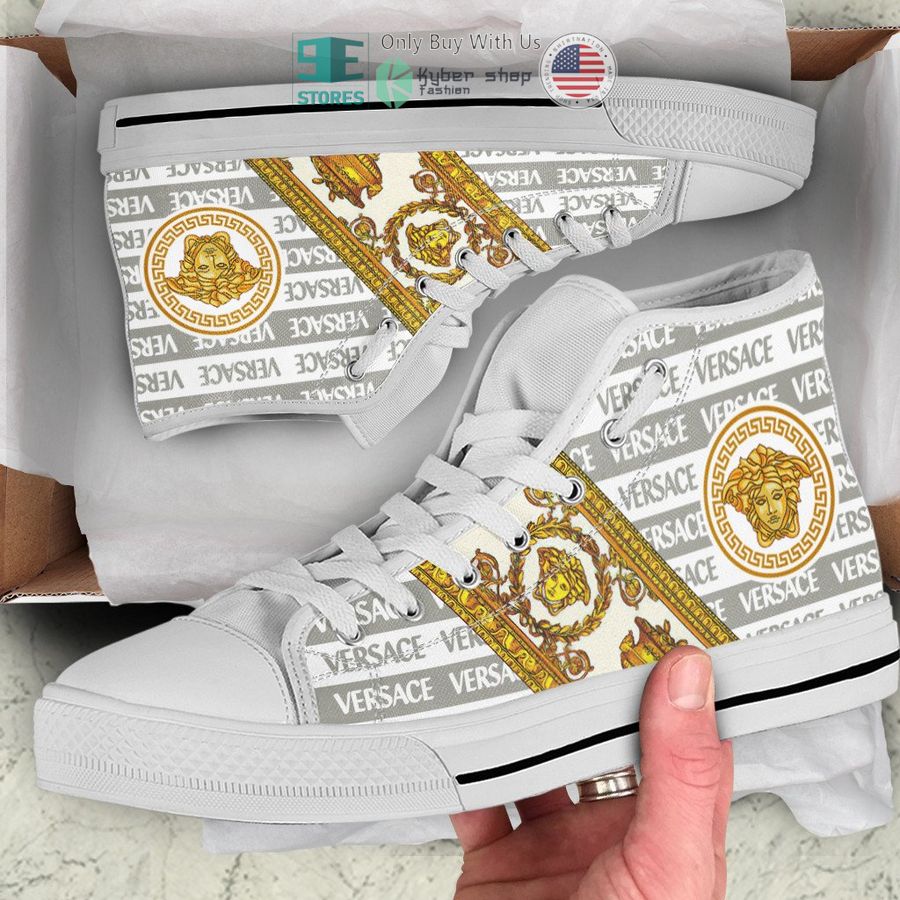 versace luxury brand logo white canvas high top shoes 1 58993
